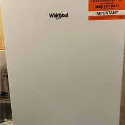 Whirlpool Under counter fridge. Will be supplied fully cleaned and fit for sale. This fridge is less than a year old, was used as a secondary fridge, so plenty of life left, no knocks or bangs and warrantied from manufacturer. Selling as we bought a new Fridge-Freezer. Price negotiable.