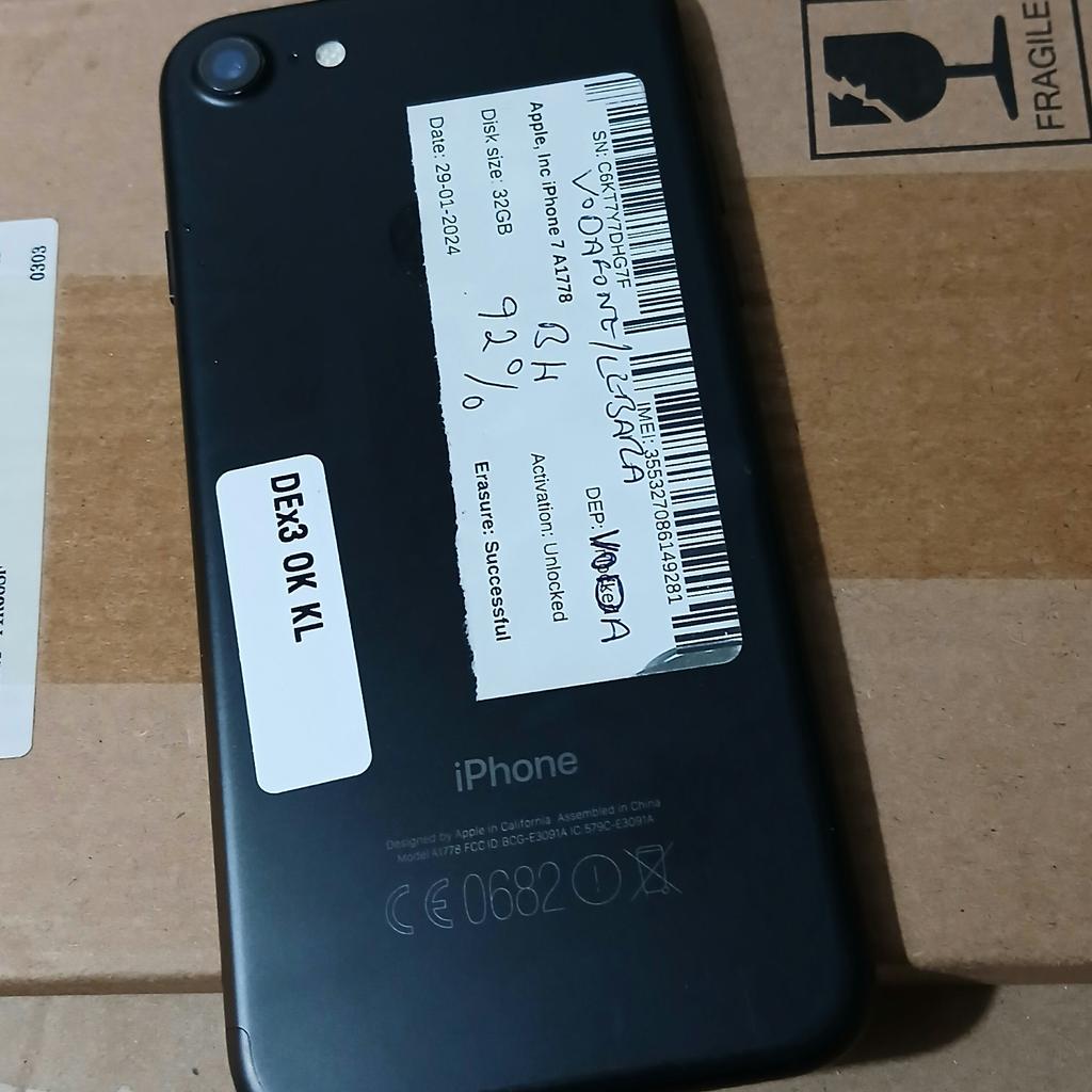 Hi here for sale is this ex-company cheap iPhone 7 32gb Vodafone/ Lebara, and it's perfectly working. Great for work, business, backup, or personal use. 92% battery health.

I also have a variety of quality ex-company devices to suit all budgets and tastes. Please see below:
• Jabra evolve 65 headsets £49
•iPad mini 2 iOS 12 £59
• iPad Air 1 16gb iOS 12 £60
•iPhone SE 1st generation iOS15 128gb Vodafone/Lebara £79
•iPhone 5c 8gb Vodafone l/ Lebara iOS 10

No offers
thank you