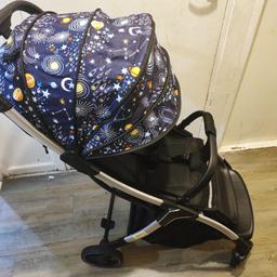Used once travel stroller, folds really small and is lightweight. 
Has a blue light on front for walking at night, bumper bar and shopping basket. Comes with mosquito net for going abroad. And sun visor that zips on 

Used once, has box if wanted. I purchased 13th January but my baby is too small. Would be suited to 1 year olds or older but you can use from birth because it lies flat . 

Collect only . NO OFFERS it's £60 only