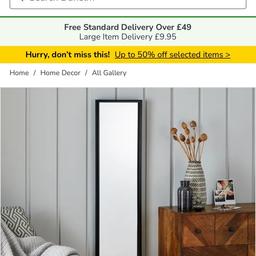 Modern wood effect frame mirror
Indoor use only
Rectangle shape
Not suitable for use in bathrooms
Can be hung 2 ways

Approx H 120cm x W 30cm x D 2.5cm