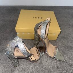 Simmi London diamanté silver block sandal heels. Only worn once.