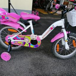 Fahrrad Mädchen, 16 Zoll, für ca 5 Jahre, gebraucht, mit Stützräder, Puppensitz und Fahrradkorb, nur Selbstabholung