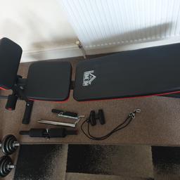 Bench with weights
Only used a few times
Collection only
Pet free/smoke free home