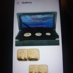set of 3 gold sovereign  coins square  limited  edition  consists  of 1 full sovereign  1 half sovereign  and 1 quarter  sovereign  in presentation  case with paper work