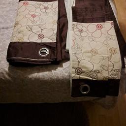 burgundy and cream fully lined curtains 90 length by 72 width, excellent condition,