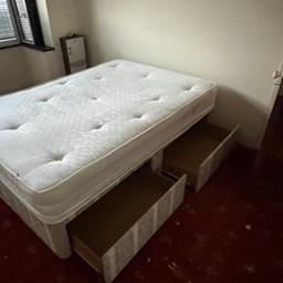 PLEASE READ WHOLE ADVERT, DIMENSIONS AND LOCATION DETAILS ARE HERE. PRICE IS SET. I JUST LET PEOPLE IN TO COLLECT THEIR ITEMS I DO NOT LIVE HERE.

Standard 4’6” double bed with mattress for sale. Base has two divan drawers either side. No headboard.
Collection only item, I cannot deliver, will not be separated - bed and base sold together. Item located in Chingford E4 8QQ