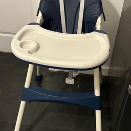 Baby Highchair foldable Adjustable 4-1 Infant Feeding Toddler Table Chair blue, used few time but looks new
Pay- Cash in hand 
Spams stop contact!!!!