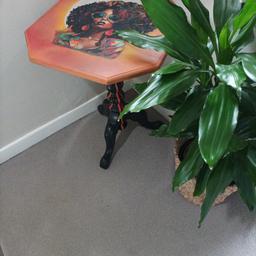 Sometimes I like to switch things up. Do things a little different.
Here is the latest piece finished, and looking for a new home.
This table will add a unique touch, to your space with its hexagonal shape and a colourful decoupage blended image, this side table will be a perfect fit for any room. Measures 64 cm in height, 46 cm in length and 46 cm in width
#bespokepaintedfurniture
