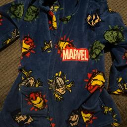 Blue marvel hooded dressing gown, size 9-10, very good condition only worn a handful of times