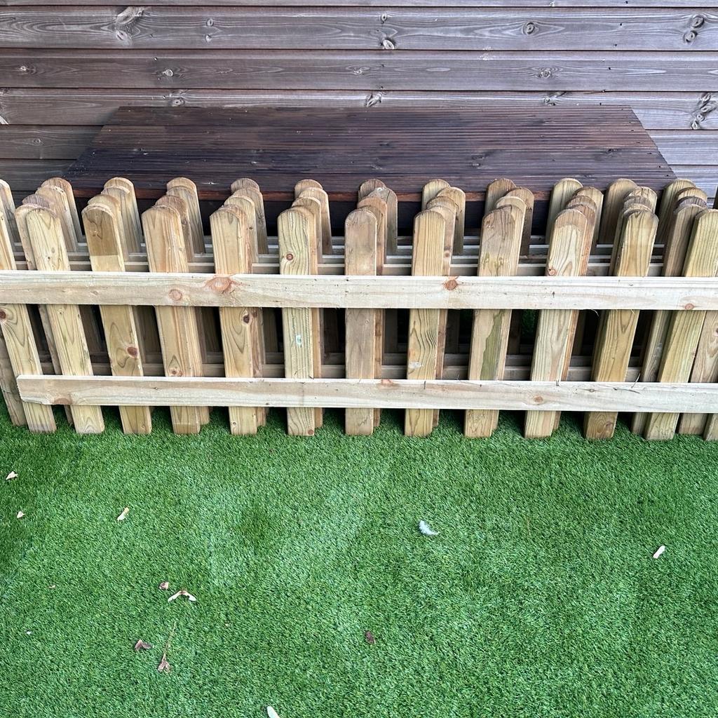 Brand new picket fencing 6 ft x 2 ft approx treated wood five panels in total sold separately