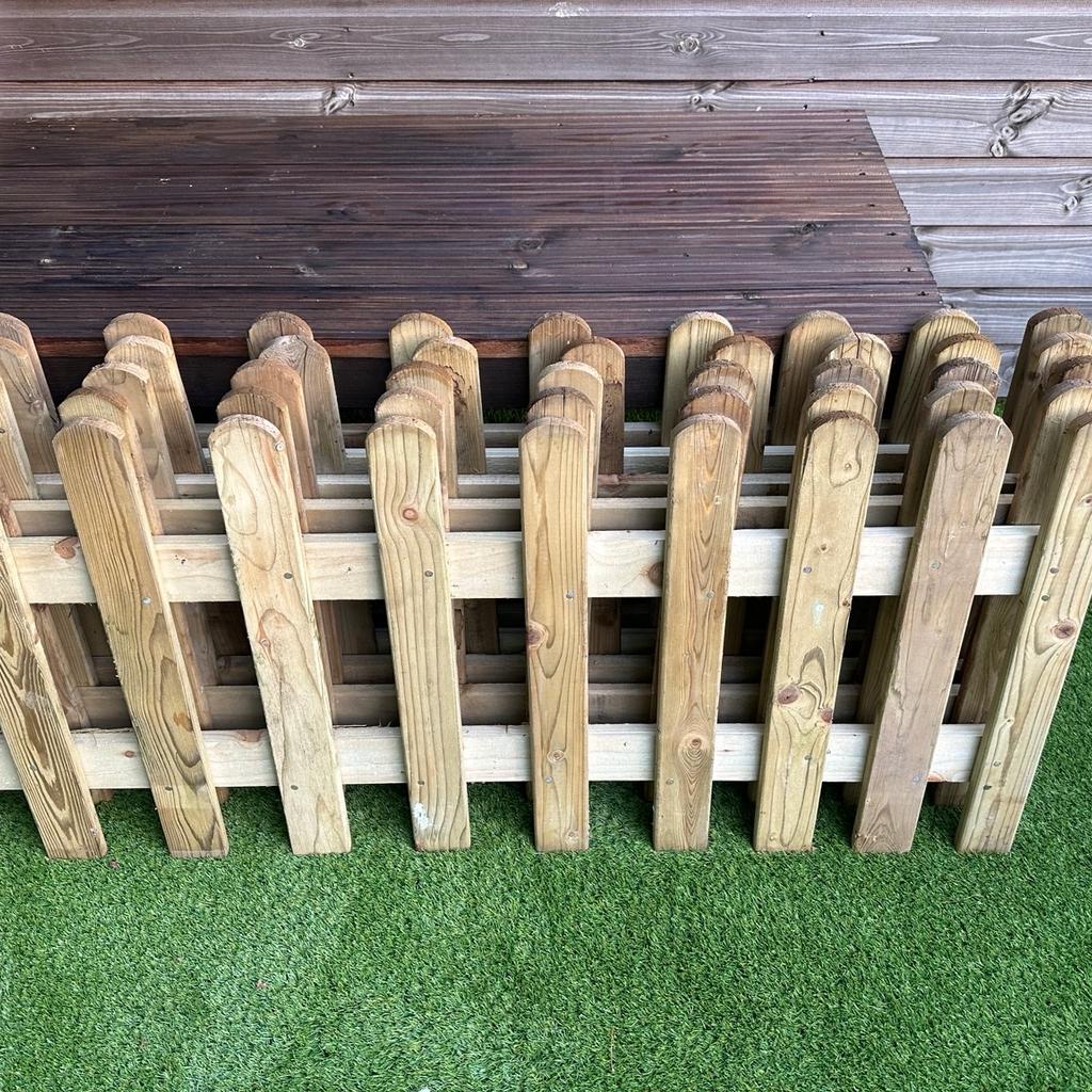 Brand new picket fencing 6 ft x 2 ft approx treated wood five panels in total sold separately