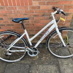 PRICE REDUCED
Trek WSD 7.3 FX Ladies / Step Through bicycle
17.5 inch (44.5 cm) white alloy frame
Shimano pedals and gear system
Nebula alloy wheels with nearly new Bontrag Racelite 700 x 32 tyres
New Saddle and Saddle Post

Over £400 when new Now being offered for £75 ovno

Buyer Collects from Castleford Area
Cash on Collection
Phone for more details