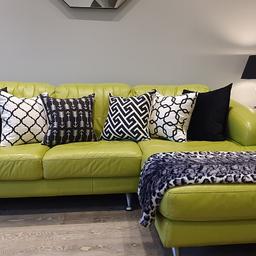 Collection in person by buyer only!

2 lime green leather Sofas, comfy with a lot of life left in them. from pet free smoke free home. 3 seater with extended end and a 2 seater.