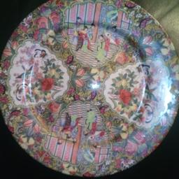 2 Vintage Chinese decorative plates 8 " diameter Rose style Look the same re pics but plates art work is different, pick up only or meet up , local delivery for price of fuel based in Gargrave nr Skipton
