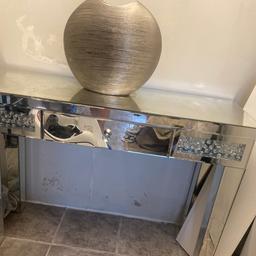 FREE to collect mirrored with crystals slight crack at front and top happened whilst in transit when moved can be covered with lamp ornaments ect with 1 draw Romford area first come basis will not hold collection only