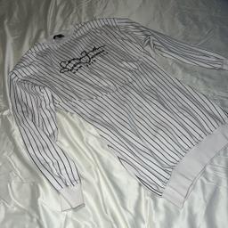 Missguided pinstripe jumper dress casual lounge weary sweat material size 4 uk but runs oversized fits more a size 8 - 10 uk