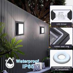 Lightess Outdoor Wall Light IP65 Waterproof Wall Lamp Anthracite Led Bulkhead Wall Light Exterior Wall Lights for Garden Shed Porch Garage Corridor Workshop Patio Outside Wall Lights - Cool White