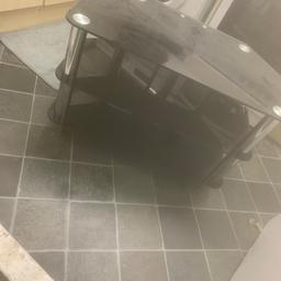 Black and silver glass TV unit/stand. In decent condition. Holds up to 43” TV Collection only £15 Kidderminster