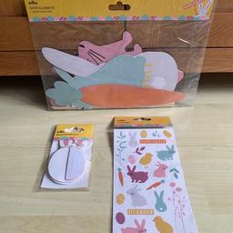 Easter hunt signs, stickers plus decorative paper eggs
