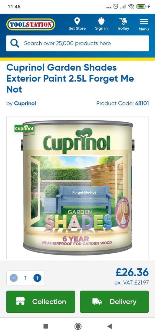 Buy & Sell York York - York - Photos for Cuprinol Shades Paint 2.5L Forget me not