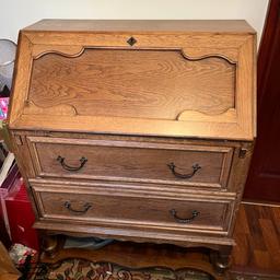 Bureau desk antique solid oak vintage very good condition.