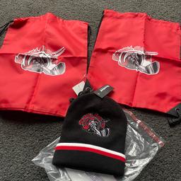 Brand New Solihul Barrons Ice Hockey Merchandise. Warm hat and X2 string bags. B36 area. £6.