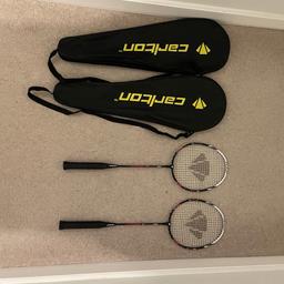 2 x Carlton Pro Shock Badminton Rackets + Covers. Cash on Collection.
