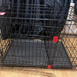 I have a Med/Large folding ‘Kong’ dog crate. Currently available at Pets at Home. It has 2 doors. Barely used, as overly estimated my puppies size. Comes with crate divider and removable tray. Have now bought a smaller one. £45 ONO