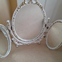 Lovely three way dressing table mirror with gold coloured deco. Pet and smoke-free home.  Collection only.