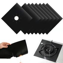 Gas Cover Sheets. Cooker Covers, Reusable Mats ,10.6" X 10.6" FDA Approved (8 Sheets Black)