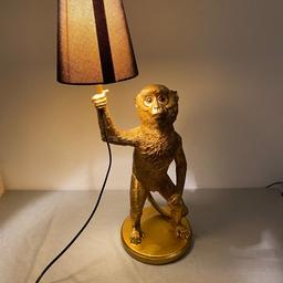 Verkaufe eine stylische Designer-Lampe in Gold mit Affenmotiv. Nur wenige Male eingeschaltet…

Höhe 62 cm / Neupreis 130€