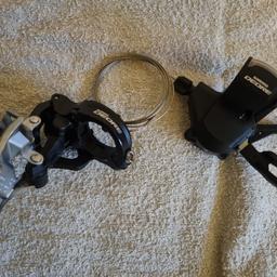 Shimano deore front gear Shifter x3 speed with front x3 speed derailleur both Shimano deore. Near new condition wise.
Size 31.8
Can post for extra