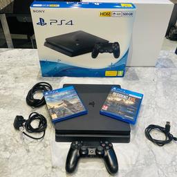 Sony PS4 Slim 500GB Like New Boxed Like new. Sony PS4 Slim 500 GB with 1 controller all the wires and 2 games. Hardly used in box. £140 collection Kingsbury