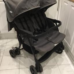 Joie Twin Pushchair 
With Seat cushions
Adjustable back rests
Adjustable leg rests
Large Shopping Basket 
Easy to fold 
Very good clean condition 
Money back guarantee 
Can Deliver Locally