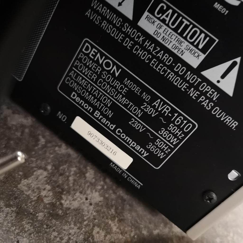 Denon AVR-1610 HDMI Receiver

Es Funktioniert einwandfrei

Das Gerät ist gebraucht und befindet sich in einem guten Zustand.  

Optischer Zustand und Anschlüsse—siehe Bilder

Gebrauchte Artikel sind nicht brandneu, mit normalen Gebrauchsspuren

Bei Fragen bitte mailen.

Privatverkauf Kein Umtausch oder Garantie