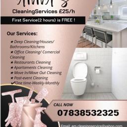 Hello!
My name is Anna , and I’m doing experienced deep cleaning !

FIRST 2 hours is FREE !!!

I’m covering this location Earl’s Court, Kensington, Hammersmith, Fulham, Victoria, Paddington etc.
