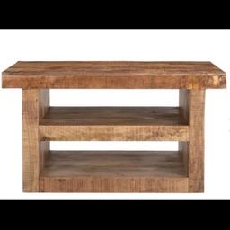 Mango wood media table which can accommodate a large TV. With separate segments for media console, gaming device, or DVD player,
In great condition with no damage or chips.

Measures L x110 H x60 Depth x60cm
RRP £269.00

Collection only!!