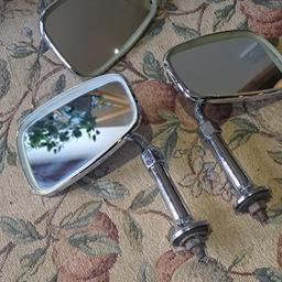 'Desmo' classic car mirrors- a pair with arms, plus a spare glass and back. Old, but in good used condition. These are original and not reproductions. Collection only from Stourbridge. Delivery/postage is not available.