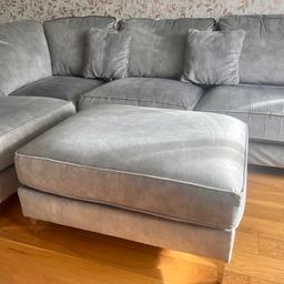 * Price reduced *
(Brought from new with an additional £200 paid for this sofa to be made with this particular fabric, matching cushions included which were also additional extra’s. Super comfortable sofa, always complemented by guests. Can be split in two for transportation. Only selling due to house move)

Elevate your living room with this stunning Legend Classic Back Fabric Corner Sofa. Crafted with high-quality velvet upholstery in a chic grey colour, this sofa boasts a generous length of 244cm and width of 280cm, providing ample seating for your family and friends. With a comfortable height of 97cm, this sofa is perfect for relaxing after a long day.

Featuring the renowned brand, Legend, this sofa is not only stylish but also durable. Whether you are looking to create a cozy corner in your living room or want to add a touch of elegance to your space, this sofa is the perfect addition to your home.

Comes with a large footstool.