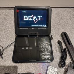 BEAT PORTABLE DVD PLAYER 7" NEW PBT7DVD
New condition never used it comes with a remote control on a xar charger, mains adapter and power and mounting accessories.
Collection from Wolverhampton. can deliver locally for extra