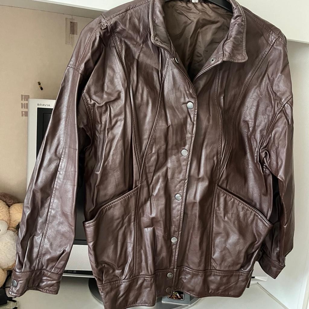 Ladies real leather jacket brown never been worn size 16