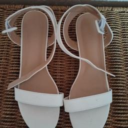 low block heel white sandals new without tags