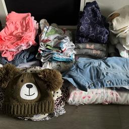 I have for sale a mixed 3-6 month bundle-

Included-
3 long sleeve vests
2 dino pjs
2 baby grows
1 winter hat
5 summer hats
1 denim jacket
1 summer jacket
1 warm jumper
1 knitted cardigan
2 zip up hoodies
2 jumpers
1 pull on hoodie
2 matching track suits
5 pairs of summer shorts
1 denim dress
2 play suits
1 jump suit
8 pairs of jogging bottoms
3 pairs of tights

Please note all have been in storage so will need a good wash before wear/use.

Most of these have been worn so may have minor marks or signs of wear & tear (but nothing major)

If we find anymore we will add to it.

Collection from Lancing