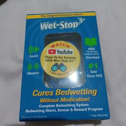 Wet stop 3 , cures bed wetting without medication ,read pictures for description of this amazing product , it really does work .£63 r.r.p used but in excellent condition