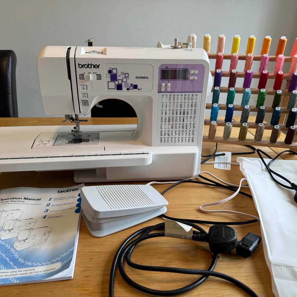 BROTHER FS70WTS Electronic Sewing Machine, Stainless Steel, White/Purple, 44 x 28 x 35 cm

Only been used a handful of times, immaculate condition.
Comes with everything in the photos.
From a smoke and animal free home.