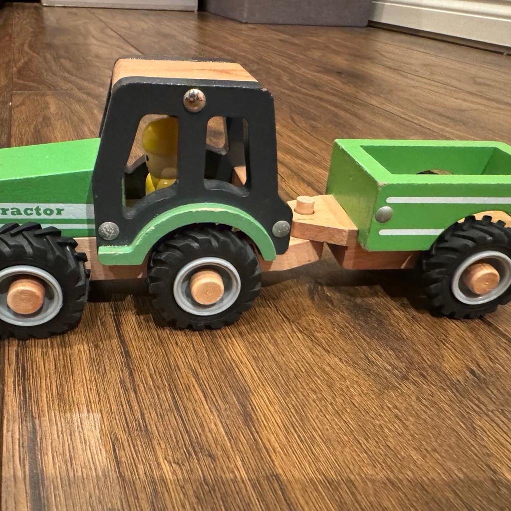 Kids Wooden Tractor and Trailer