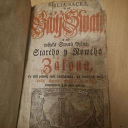 Biblia sacra v češtině z roku 1766
 Kožená vazba s mosaznými rohy
 Zcela
 337 stran