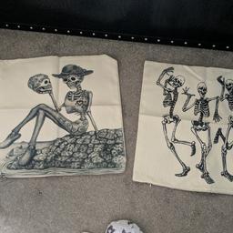 pair of Skeleton cushion covers. great for Halloween. collection only, price is for both covers.