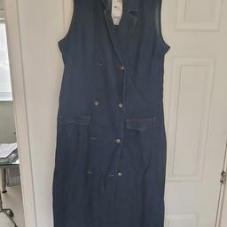 New Tall double breasted dark denim dress. with belt