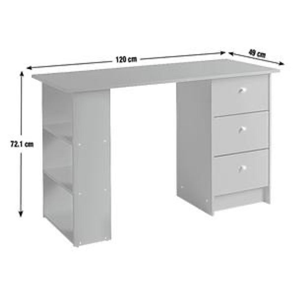 Malibu 3 Drawer Office Desk - White fully assembled but all new also we have black or grey or oak colour in stock and we can deliver local
The Malibu Desk in white is easy to assemble and has plenty of storage space. With 3 handy shelves and 3 easy-glide drawers, you can keep everything from books and stationary to files and other accessories. The drawers can be positioned at either end and you can use it as a dressing table or an office desk
Size H72.1, W120, D49cm.